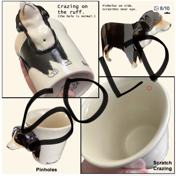 GUC - Vintage Handpainted 9 oz Ceramic Bernese Mountain Dog Handled Coffee Mug - Picture 8 of 10
